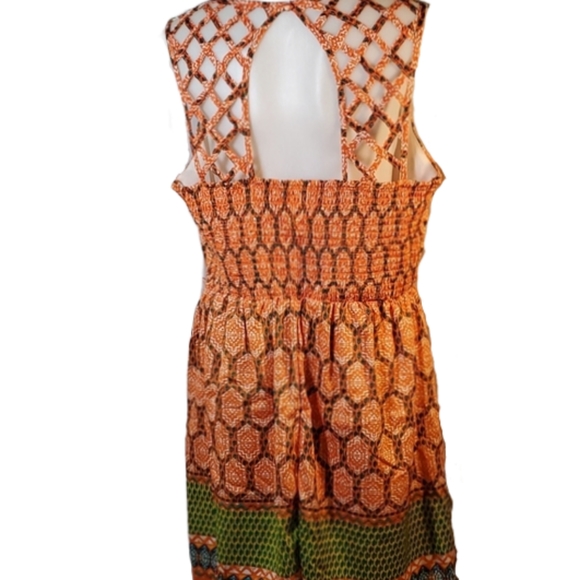 LOVE REIGN Orange Geometric Dress Cute Back Size XL - Picture 2 of 8